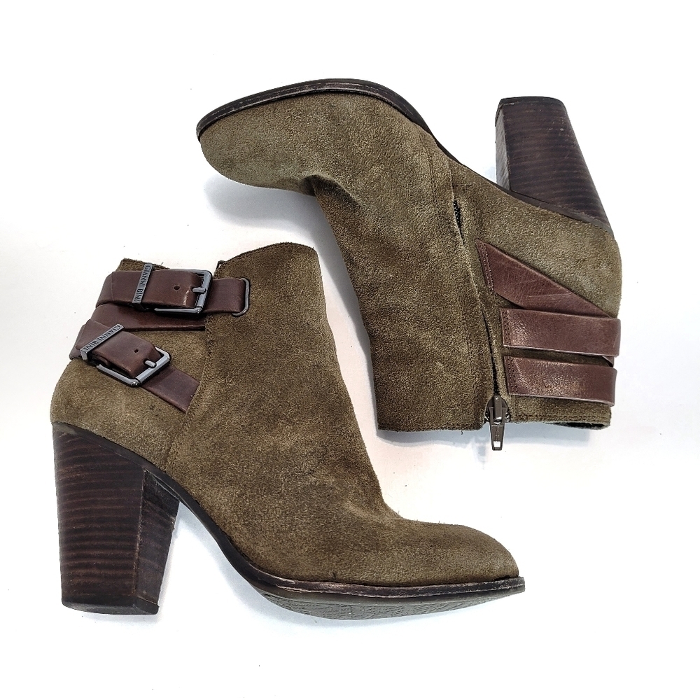 Gianni bini olive green buckled leather boots